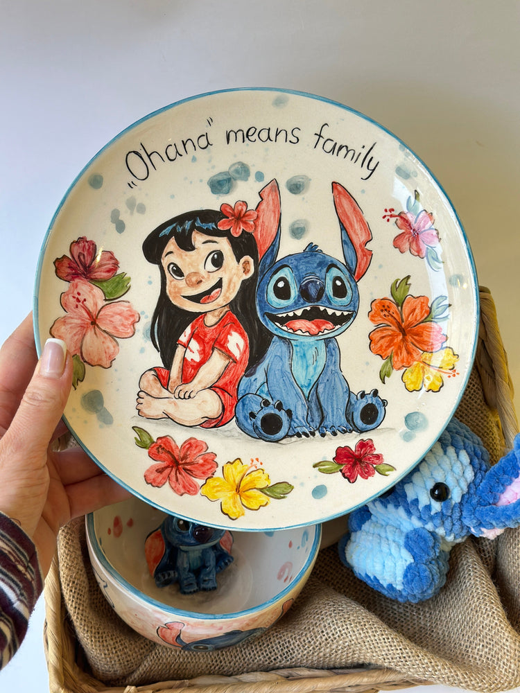 Stitch handmade gift box (plate,mug,keychan)