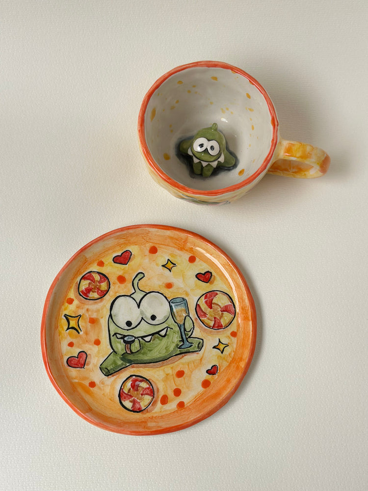 Handmade coffee cup and plate