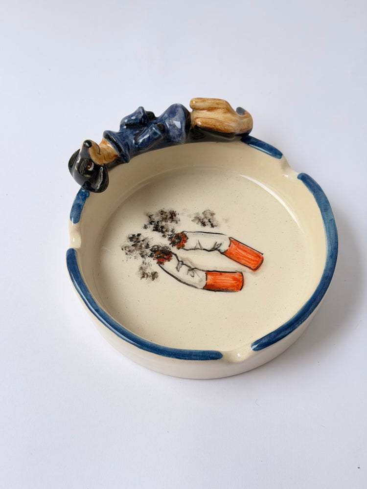 Dachshund dog handmade ceramic ashtray