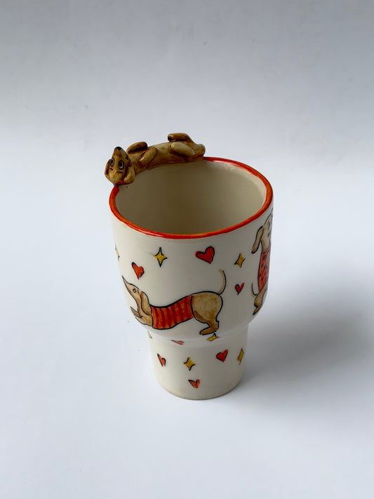 Dachshund dog handmade ceramic takeaway mug