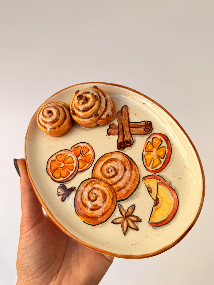 Cinnamon Roll handmade ceramic plate