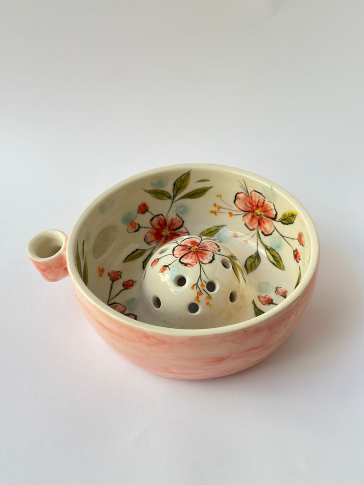 Handmade flowers ceramic bowl