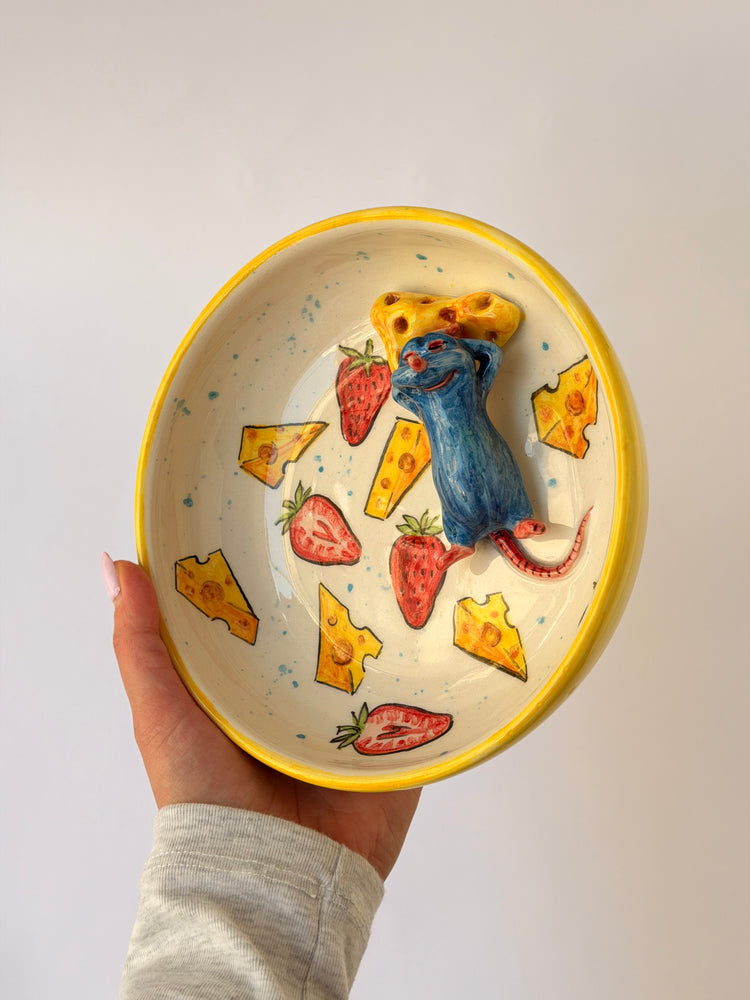 Little Chef handmade ceramic bowl (Note: This product has a small, faint crack that does not affect its usability in any way. It is fully functional and safe to use)