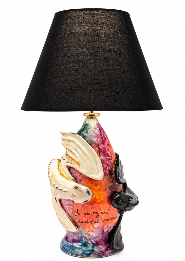 Dragons handmade ceramic lamp