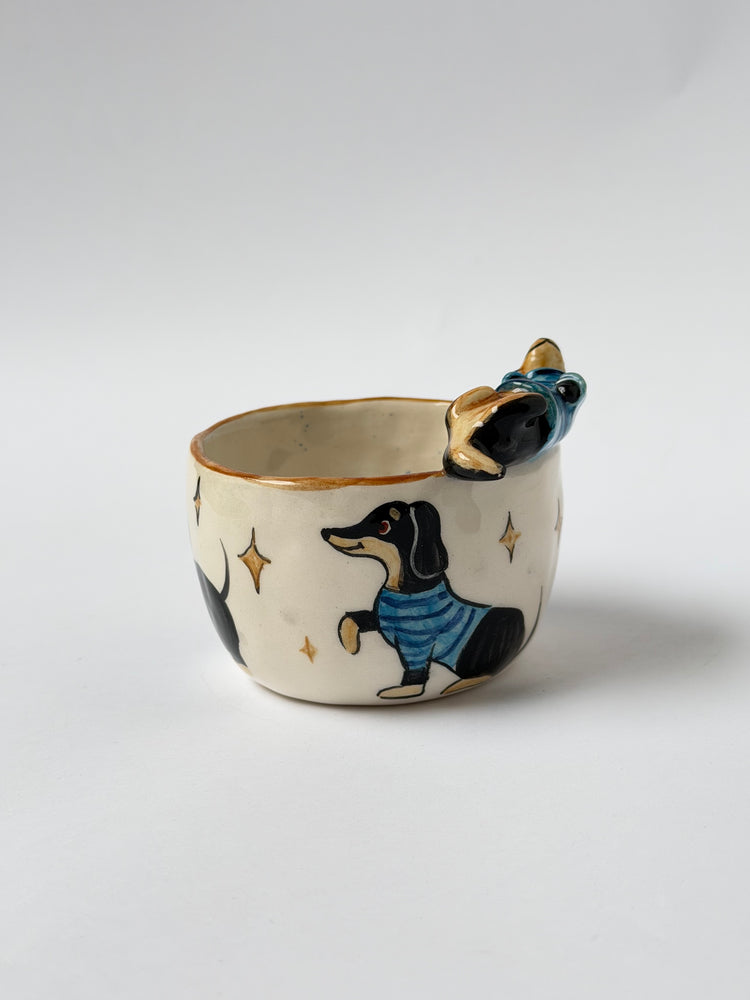Dachshund dog handmade ceramic cup