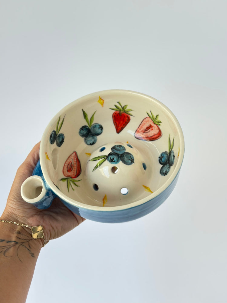 Handmade ceramic fruit washing bowl