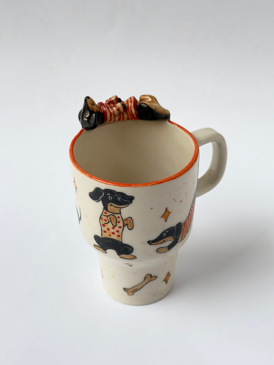 Dachshund dog handmade takeaway mug
