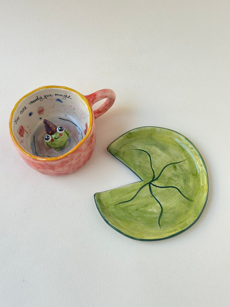 Frog handmade cup and plate