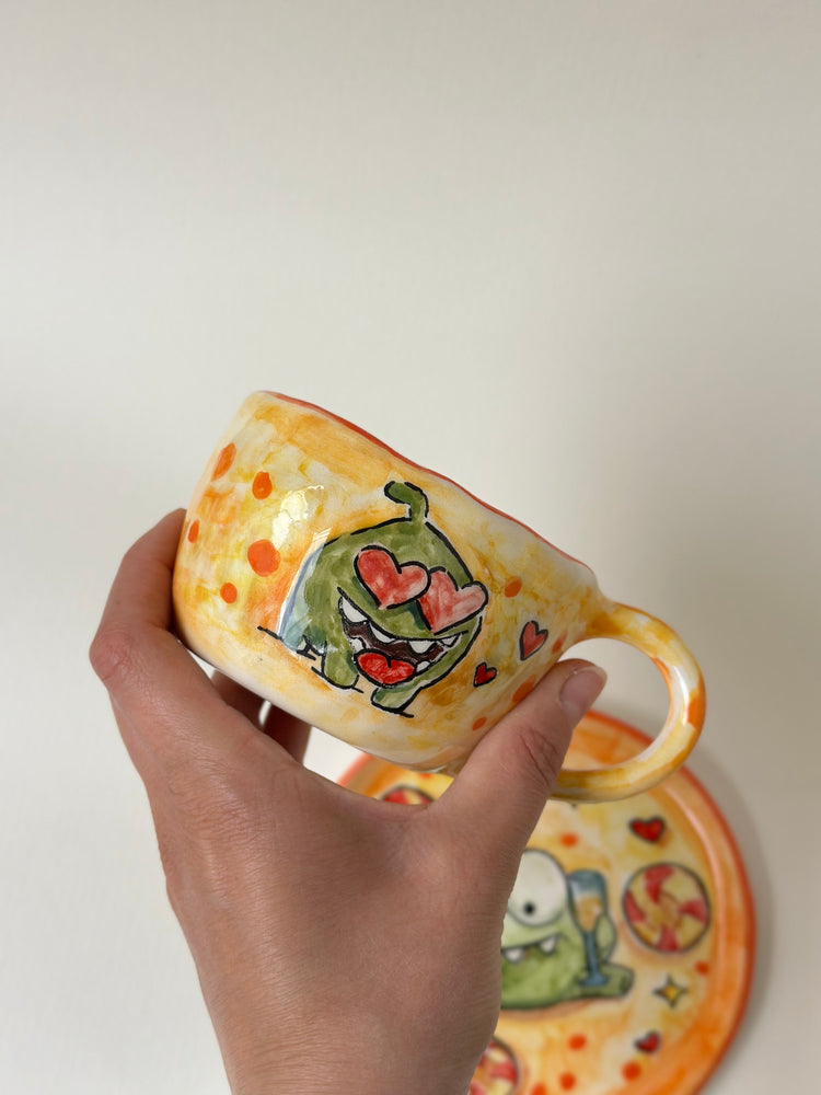 Handmade coffee cup and plate