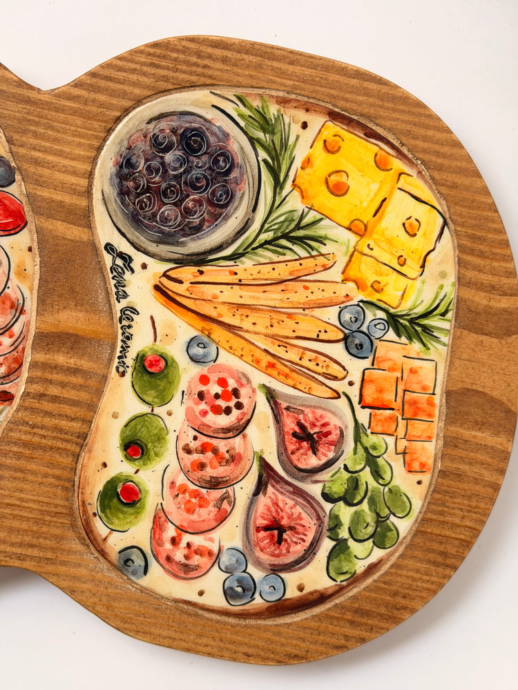 Ceramic & Wood Charcuterie Serving board (34x19)