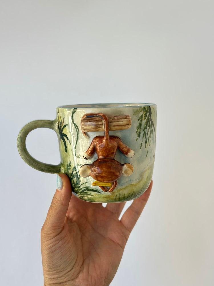Monkey handmade ceramic mug