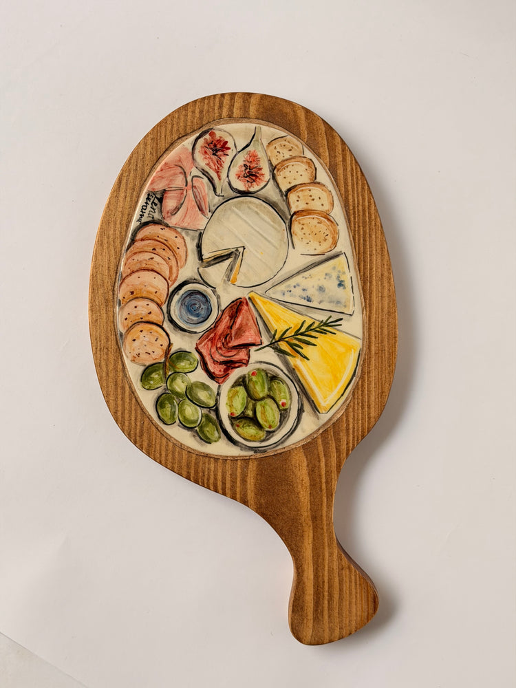 Ceramic & Wood Charcuterie Serving Board ( 28x16)