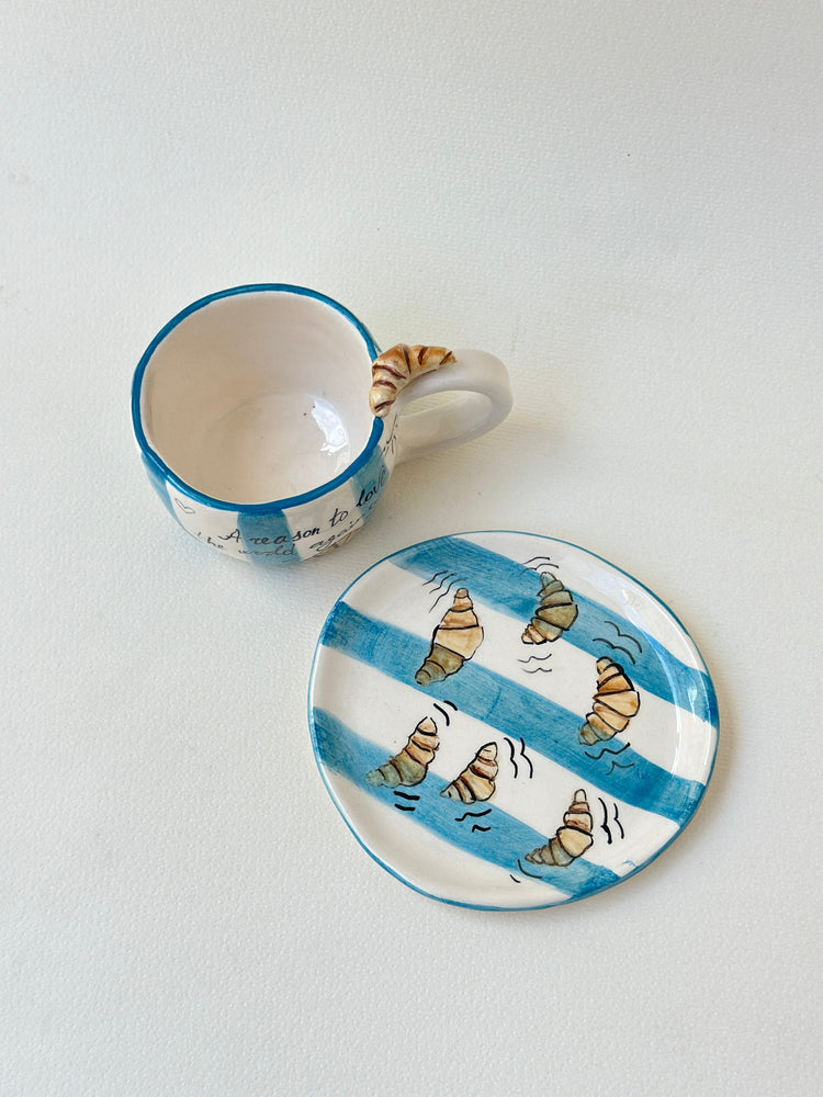 Croissant handmade coffee mug small