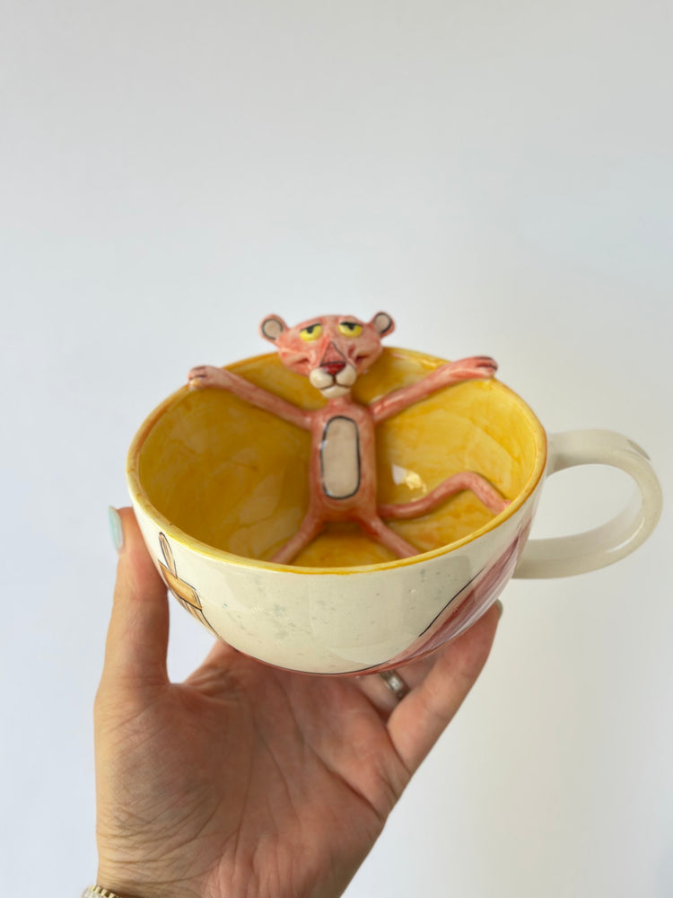 Pink handmade ceramic mug