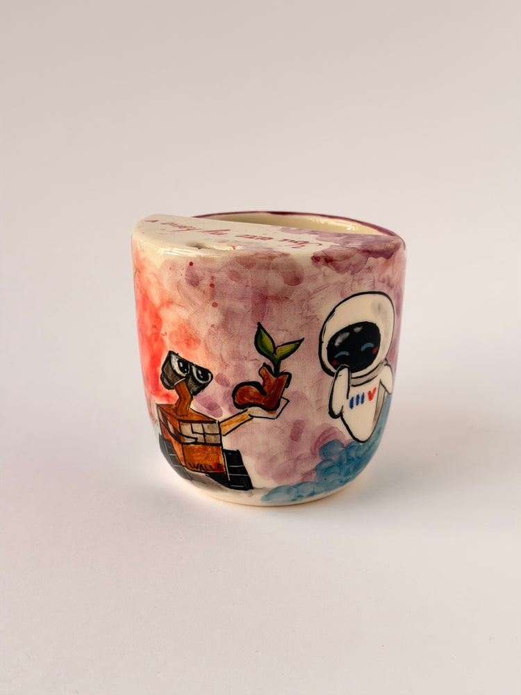 Couple handmade ceramic takeaway mug