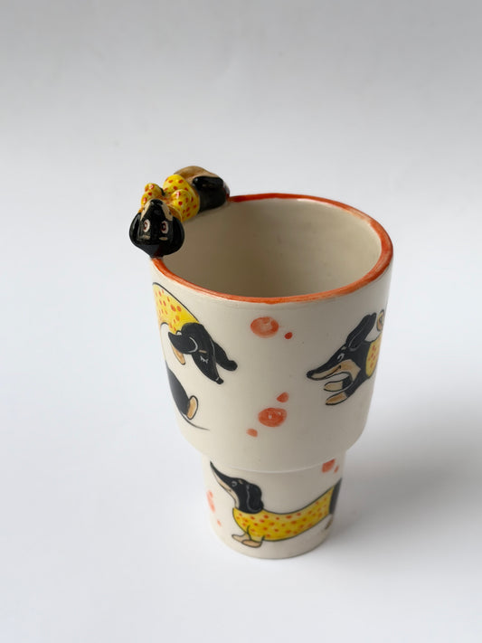 Dachshund dog handmade takeaway ceramic mug