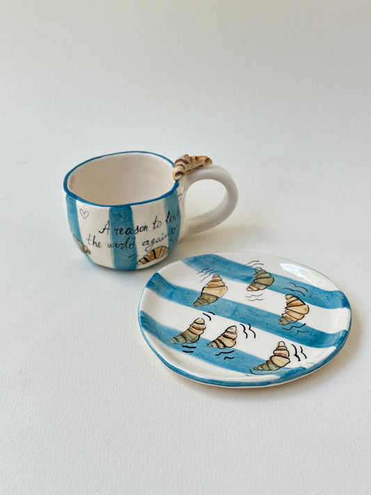 Croissant handmade coffee mug small