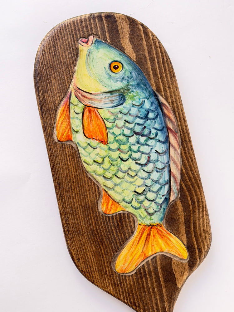 Fish handmade ceramic wooden serving tray