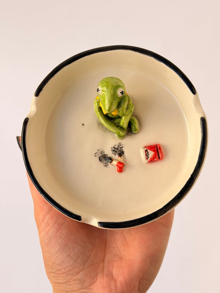 Kermit handmade ceramic ashtray
