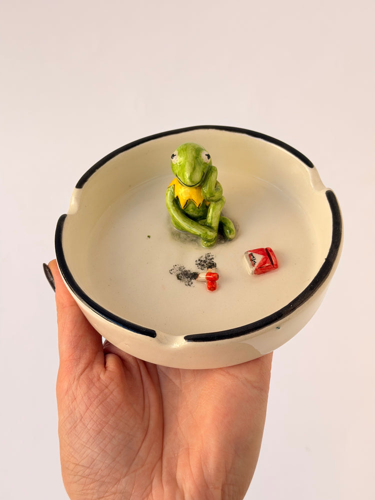 Kermit handmade ceramic ashtray