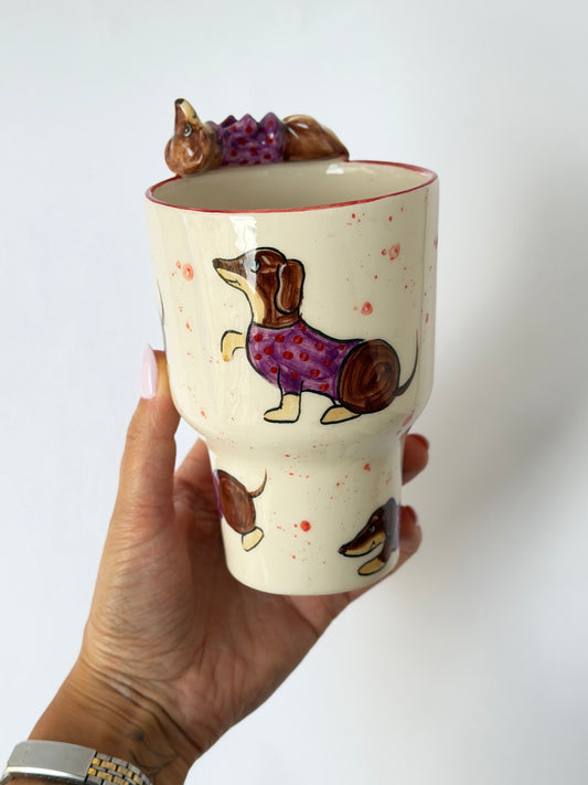 Dachshund dog handmade takeaway mug