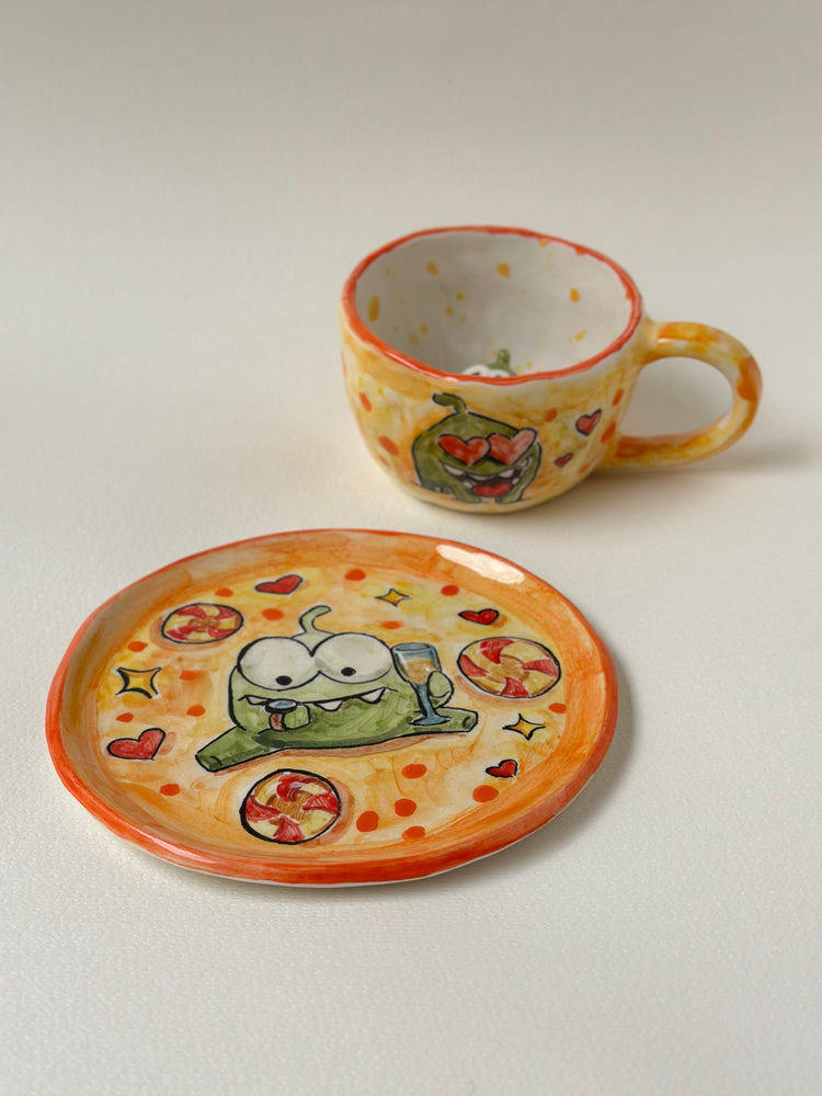 Handmade coffee cup and plate