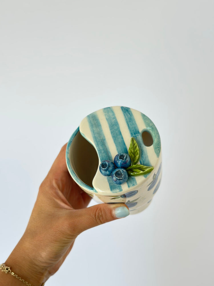 Blueberry handmade ceramic takeaway mug