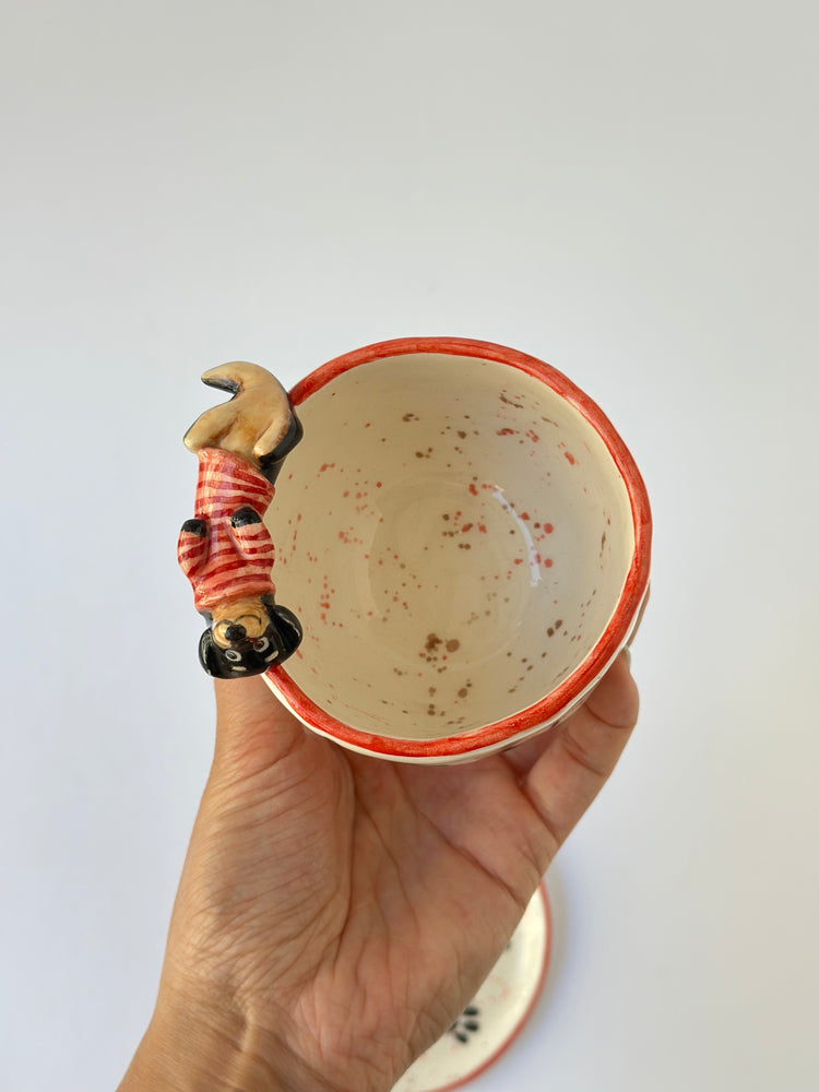 Dachshund dog handmade ceramic cup