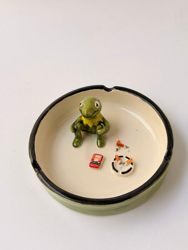 Frog handmade ceramic ashtray