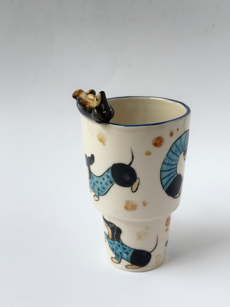 Dachshund dog handmade takeaway ceramic mug