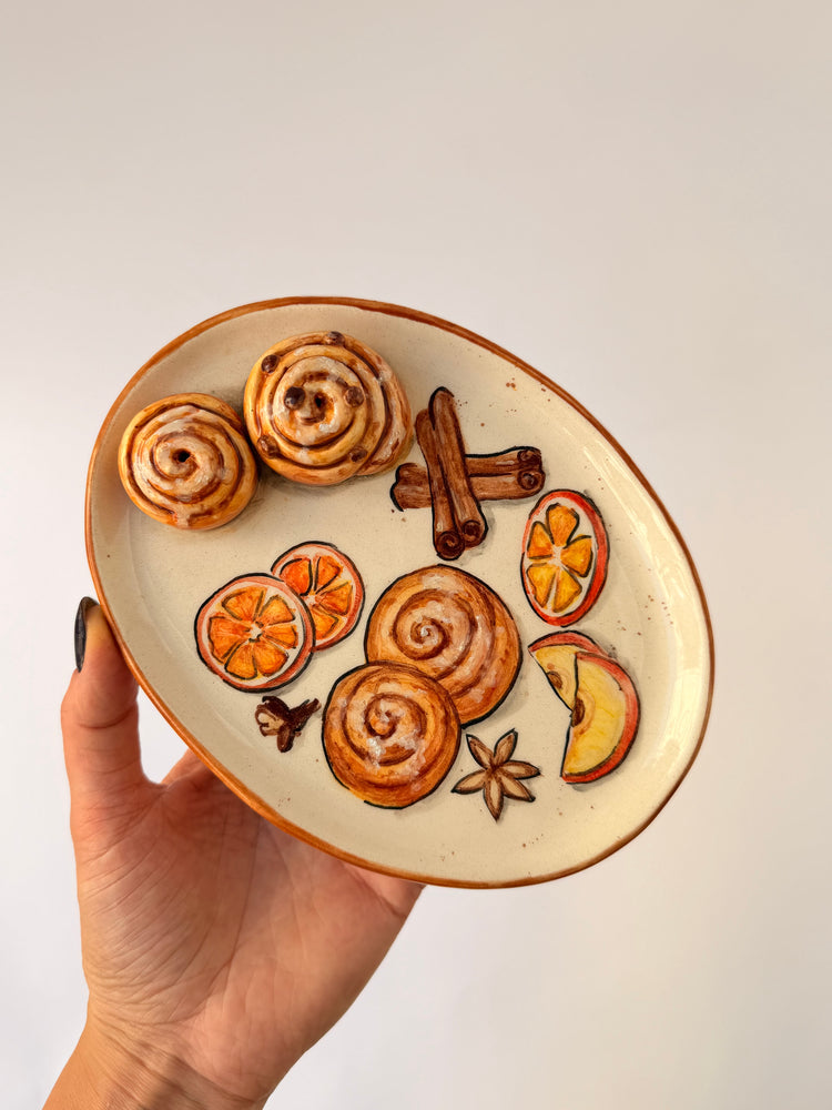 Cinnamon Roll handmade ceramic plate
