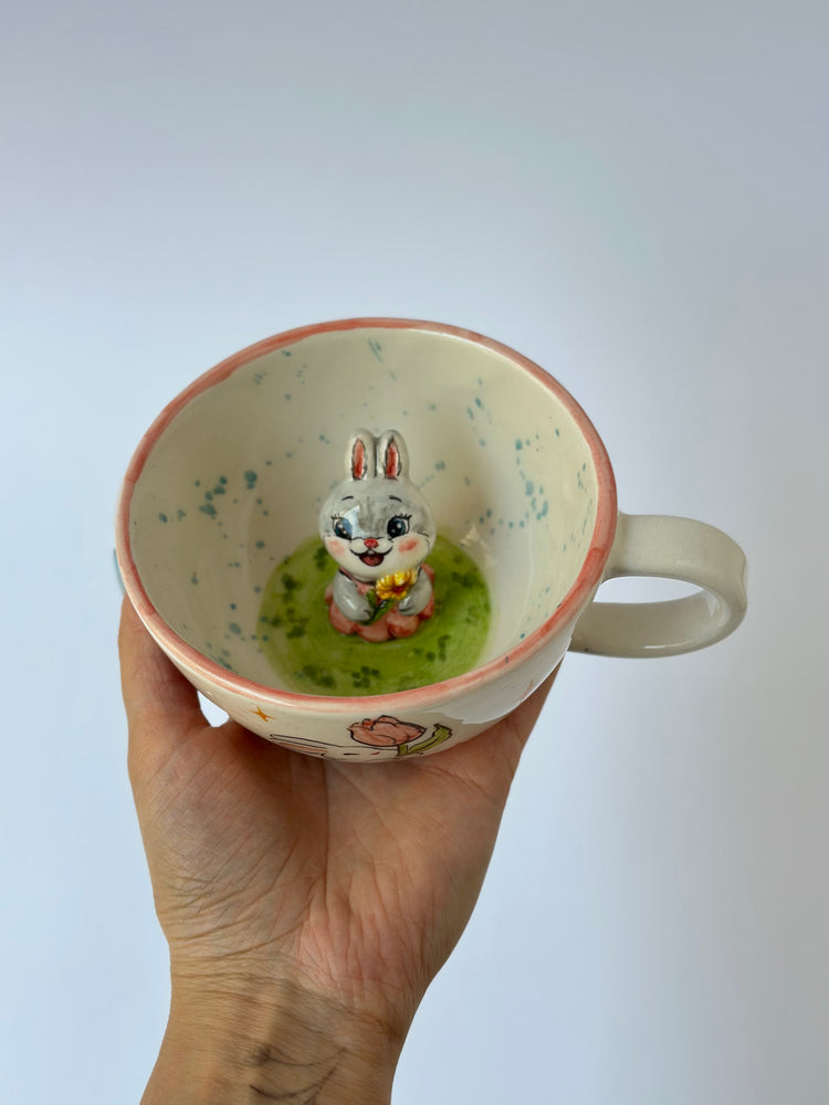 Rabbit handmade mug ceramic