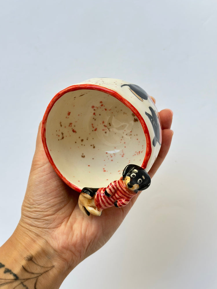 Dachshund dog handmade ceramic cup