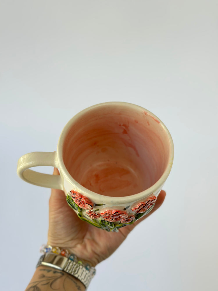 Flowers handmade mug ceramic