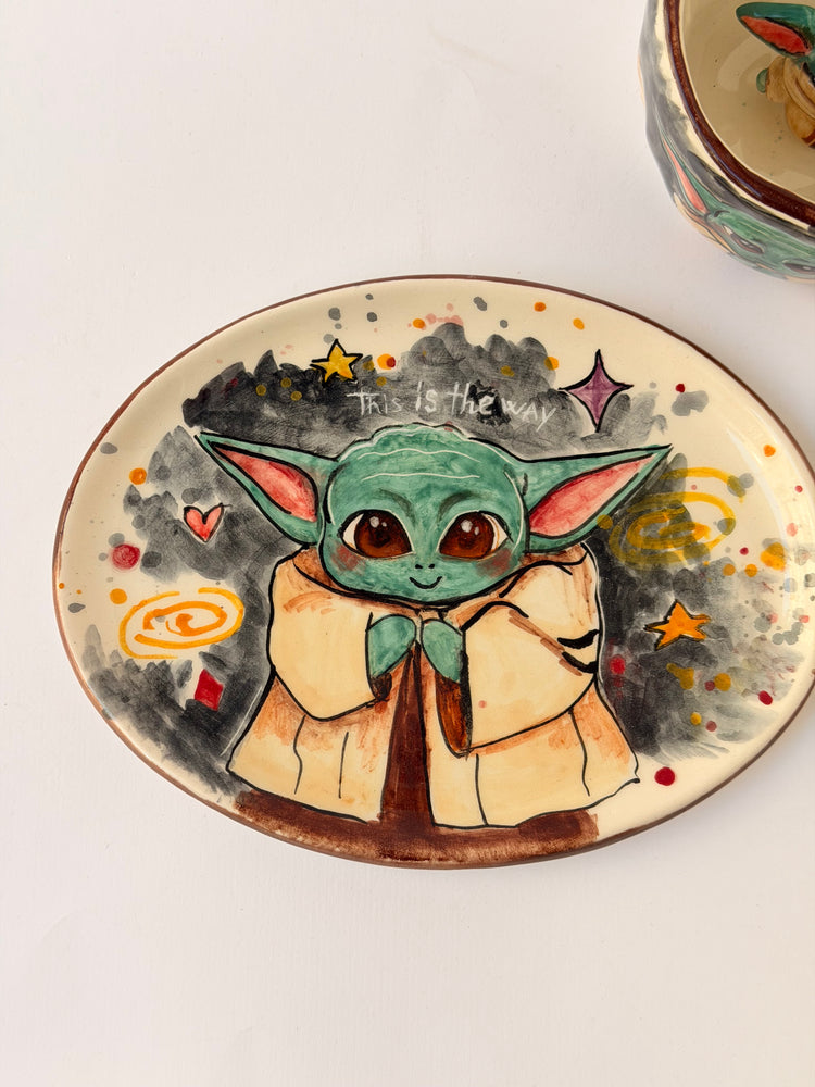 Handmade ceramic coffee cup and plate