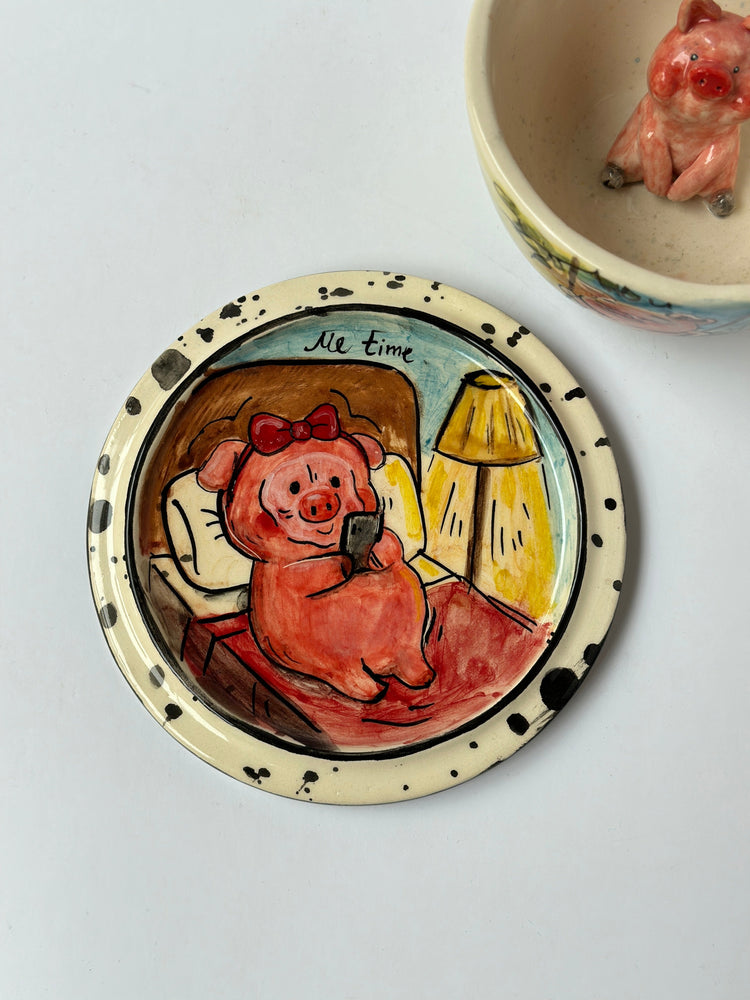 Pig handmade mug and plate
