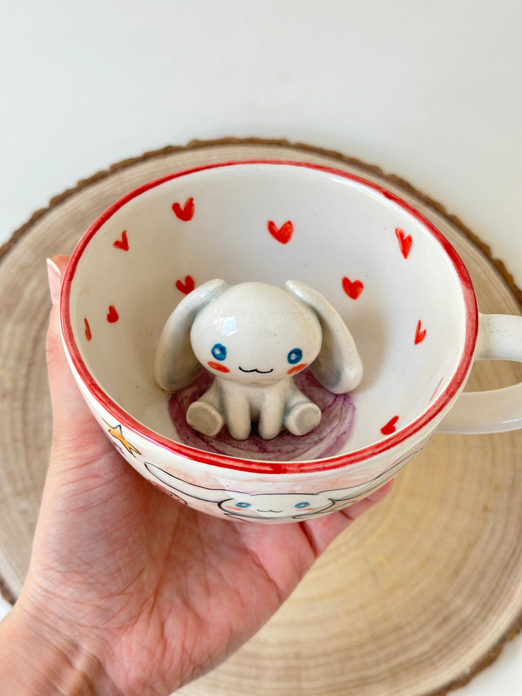 Handmade rabbit mug ceramic