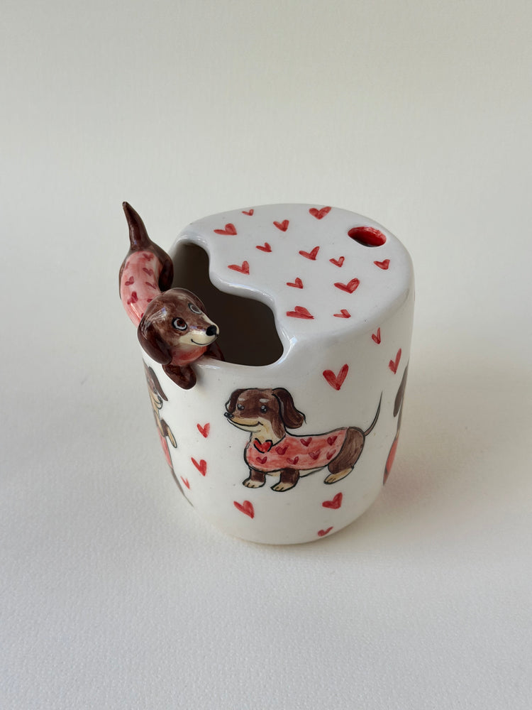 Dachshund takeaway handmade mug