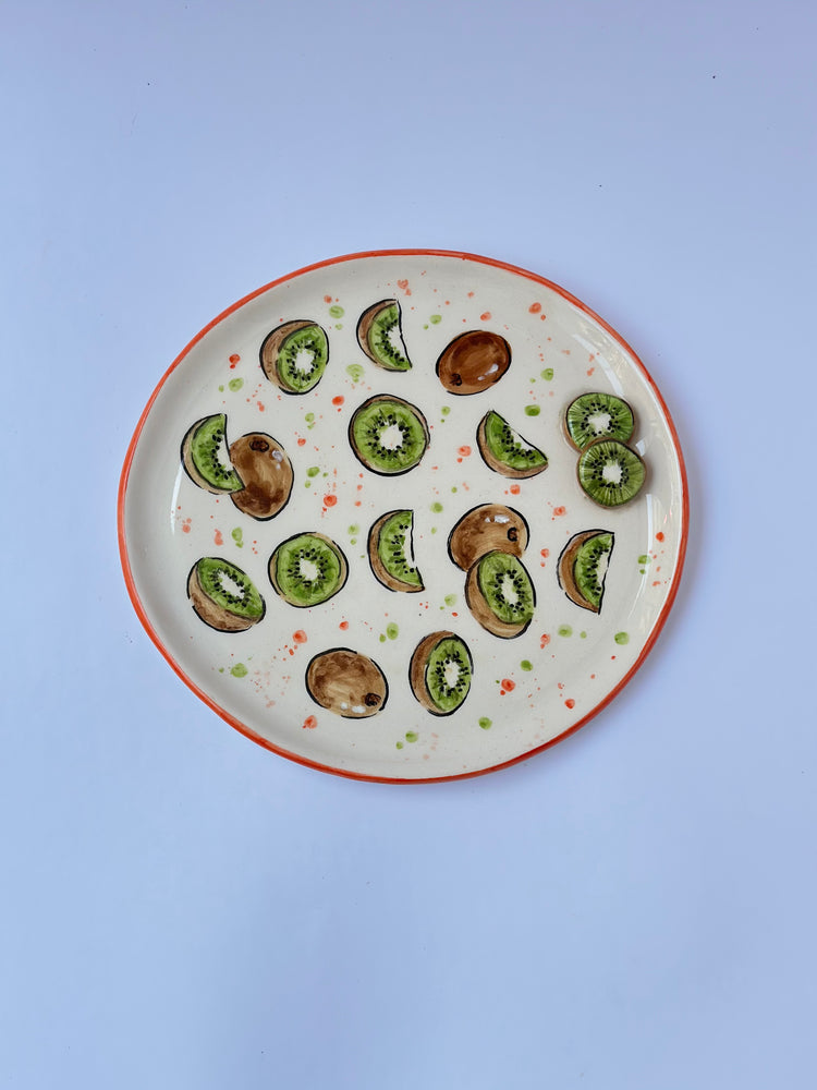 Kiwi fruit handmade plate