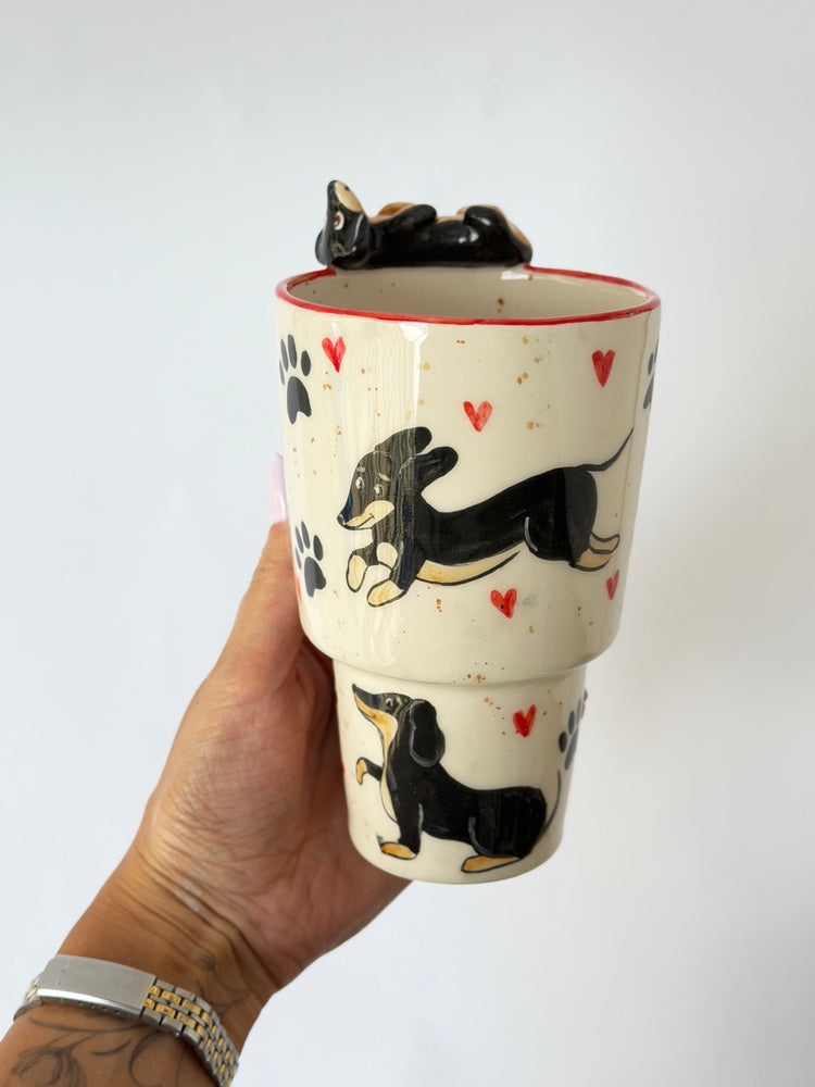 Dachshund dog handmade takeaway mug