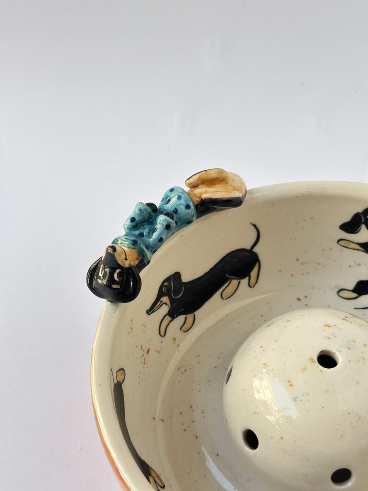 Dachshund dog handmade fruit washing bowl