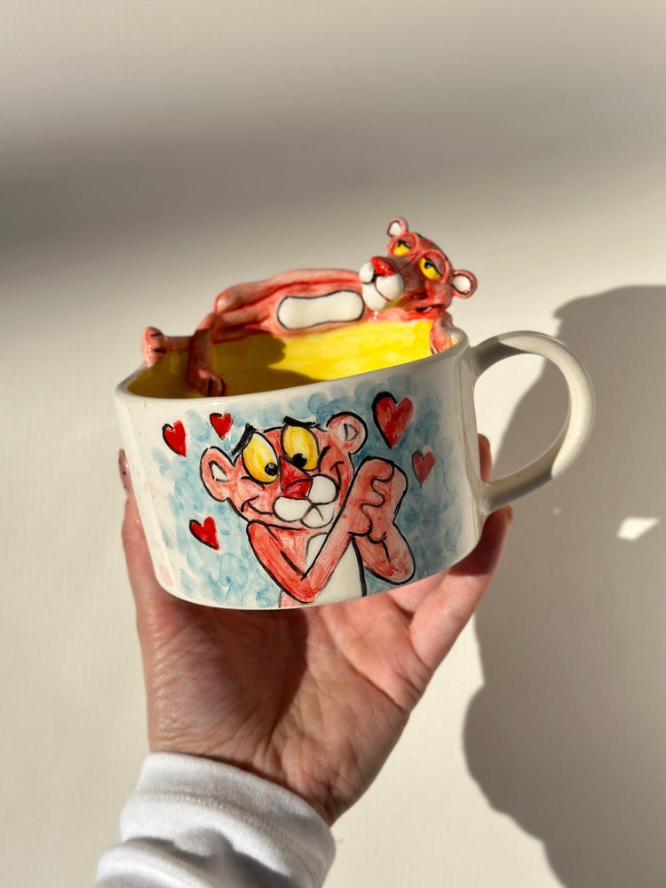 Pink Panther handmade mug