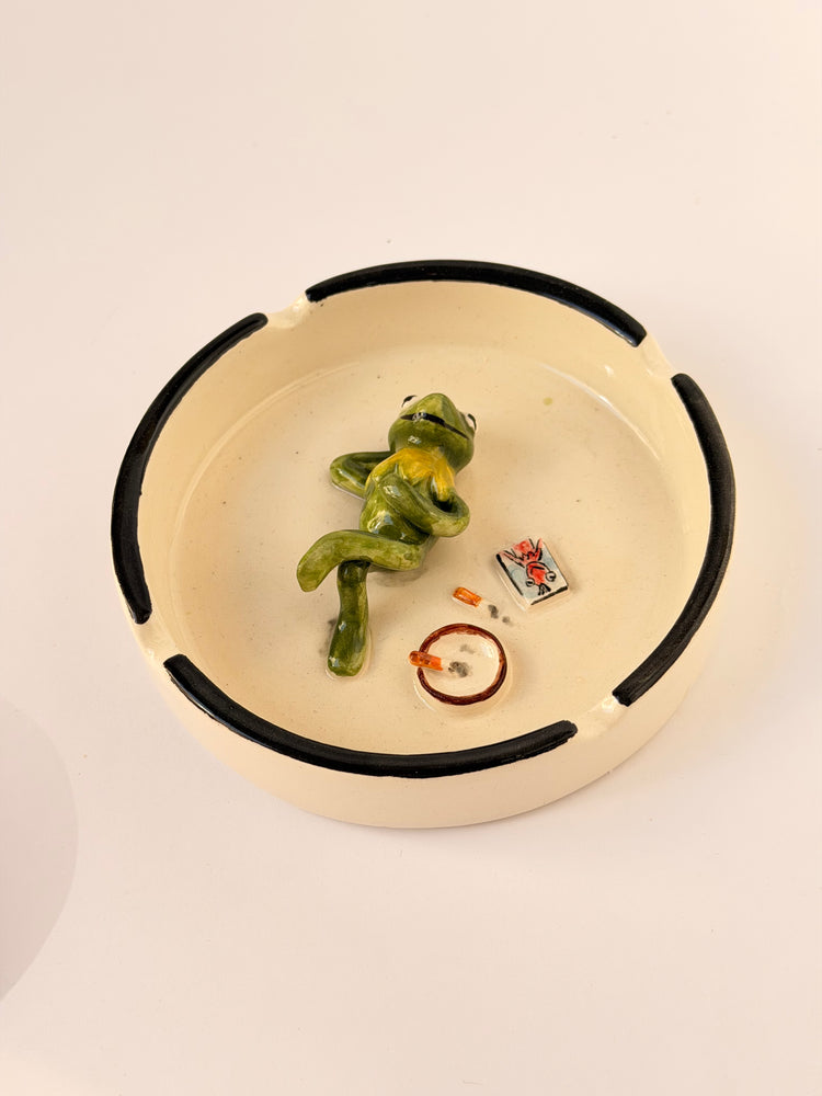 Kermit handmade ceramic ashtray