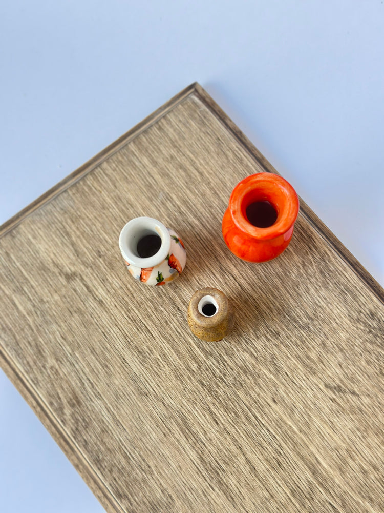 Small mini ceramic handmade decorative vase (set of three)