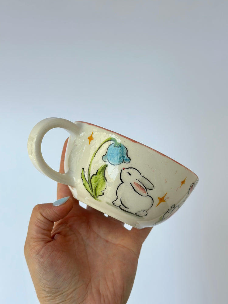Rabbit handmade mug ceramic