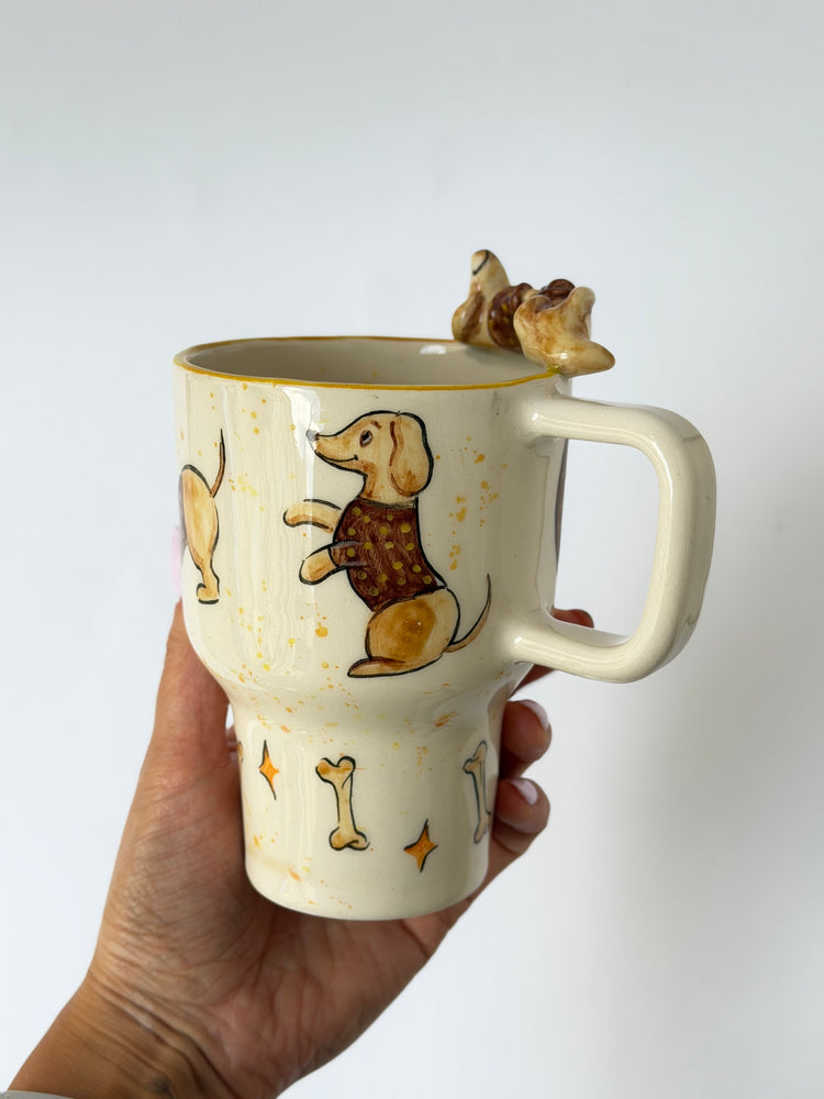 Dachshund dog handmade takeaway mug