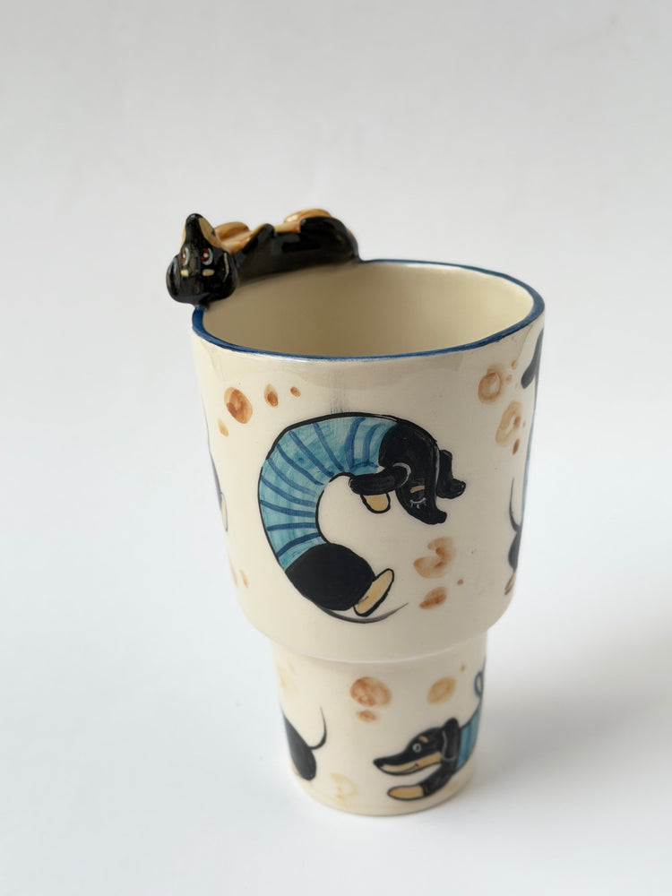 Dachshund dog handmade takeaway ceramic mug