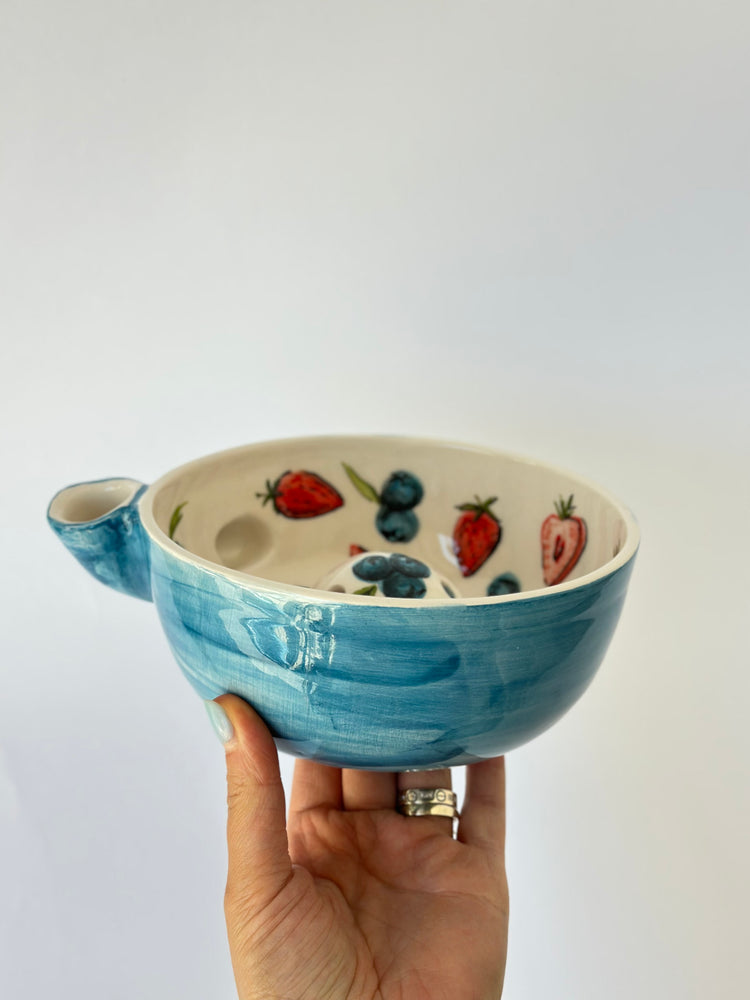 Handmade ceramic blueberry bowl