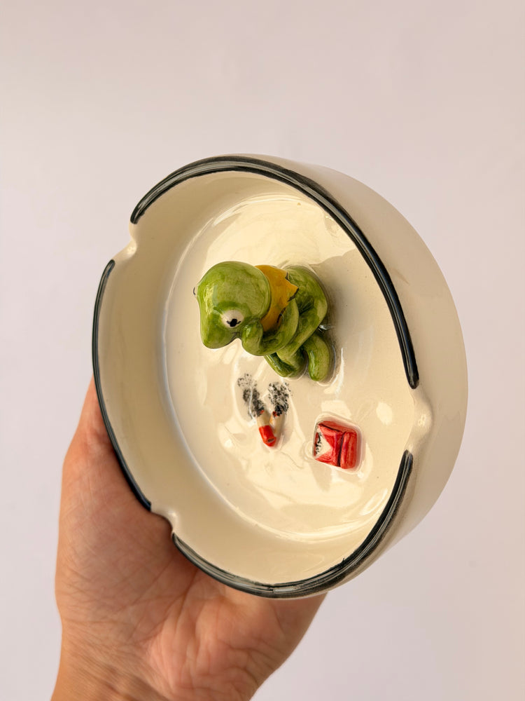 Kermit handmade ceramic ashtray