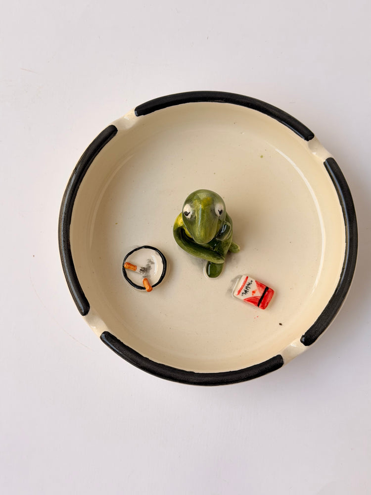 Frog handmade ceramic ashtray
